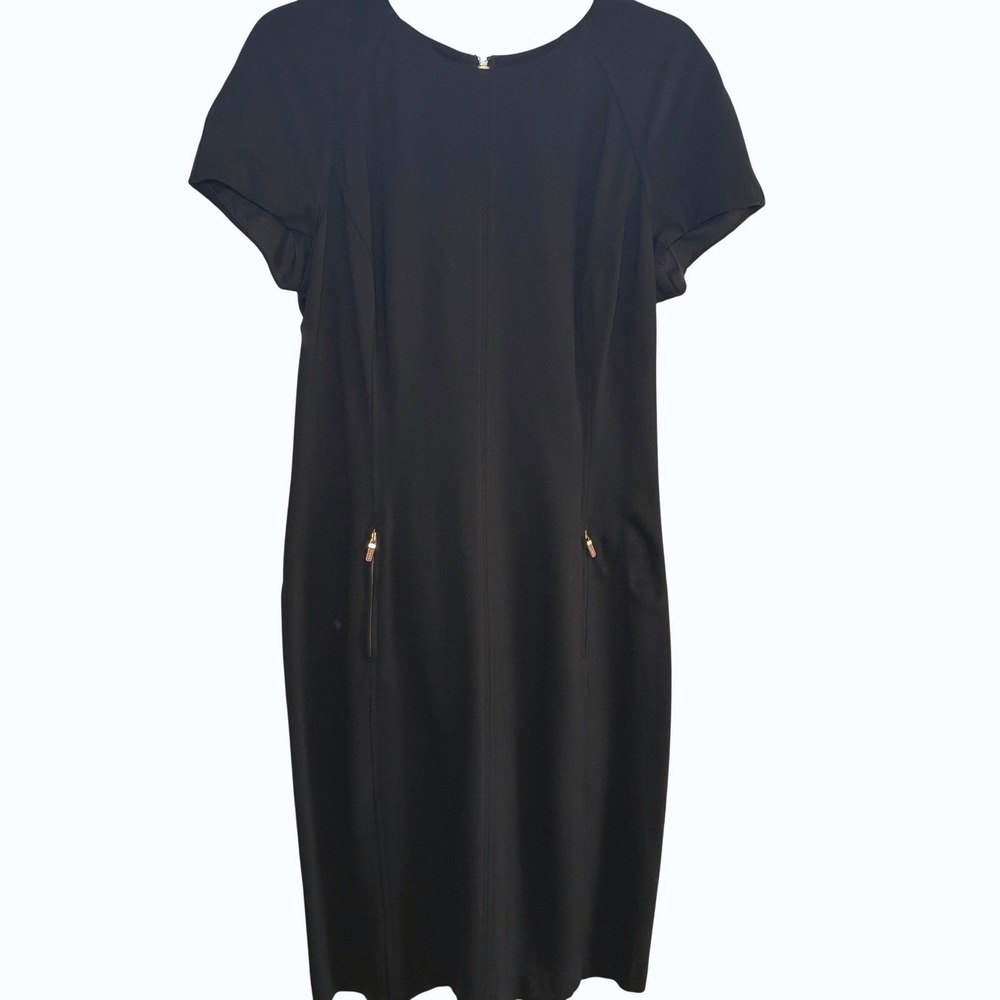 Lauren Ralph Lauren Black Shift Knee Length Sheath Dress Office Career Classy 14